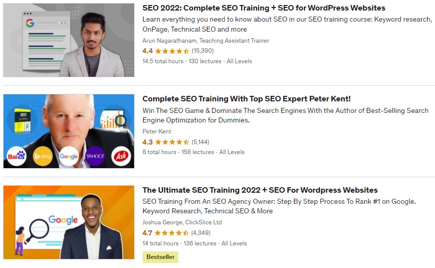 udemy seo kursları